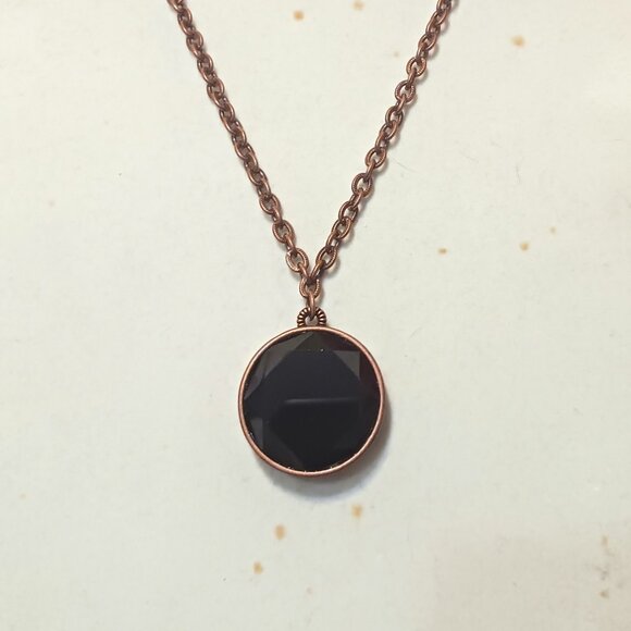 Handmade Vintage Reversable Copper and Black Obsidian Pendant Necklace - Picture 6 of 9